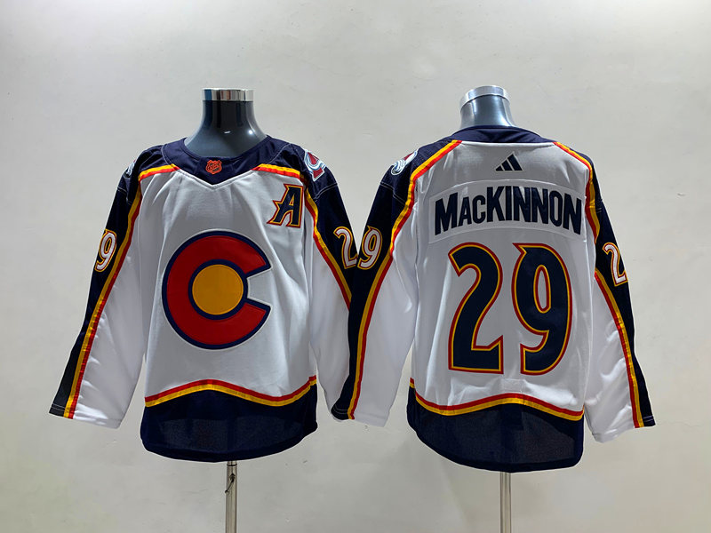 Men's Colorado Avalanche Nathan MacKinnon #29 White Reverse Retro 2.0 Authentic Jersey